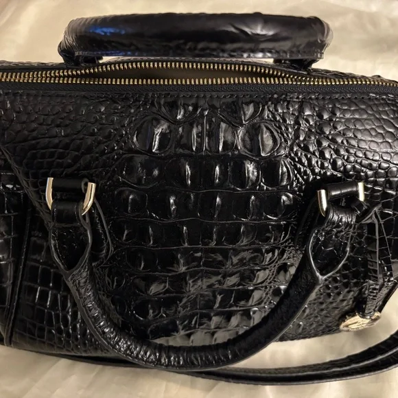 Brahmin Stacy Black Melbourne Embossed Leather Satchel - Picture 1 of 6